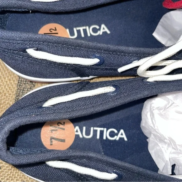 Nautica Spinnaker Navy Boat Shoes Size 7.5 - Picture 6 of 11